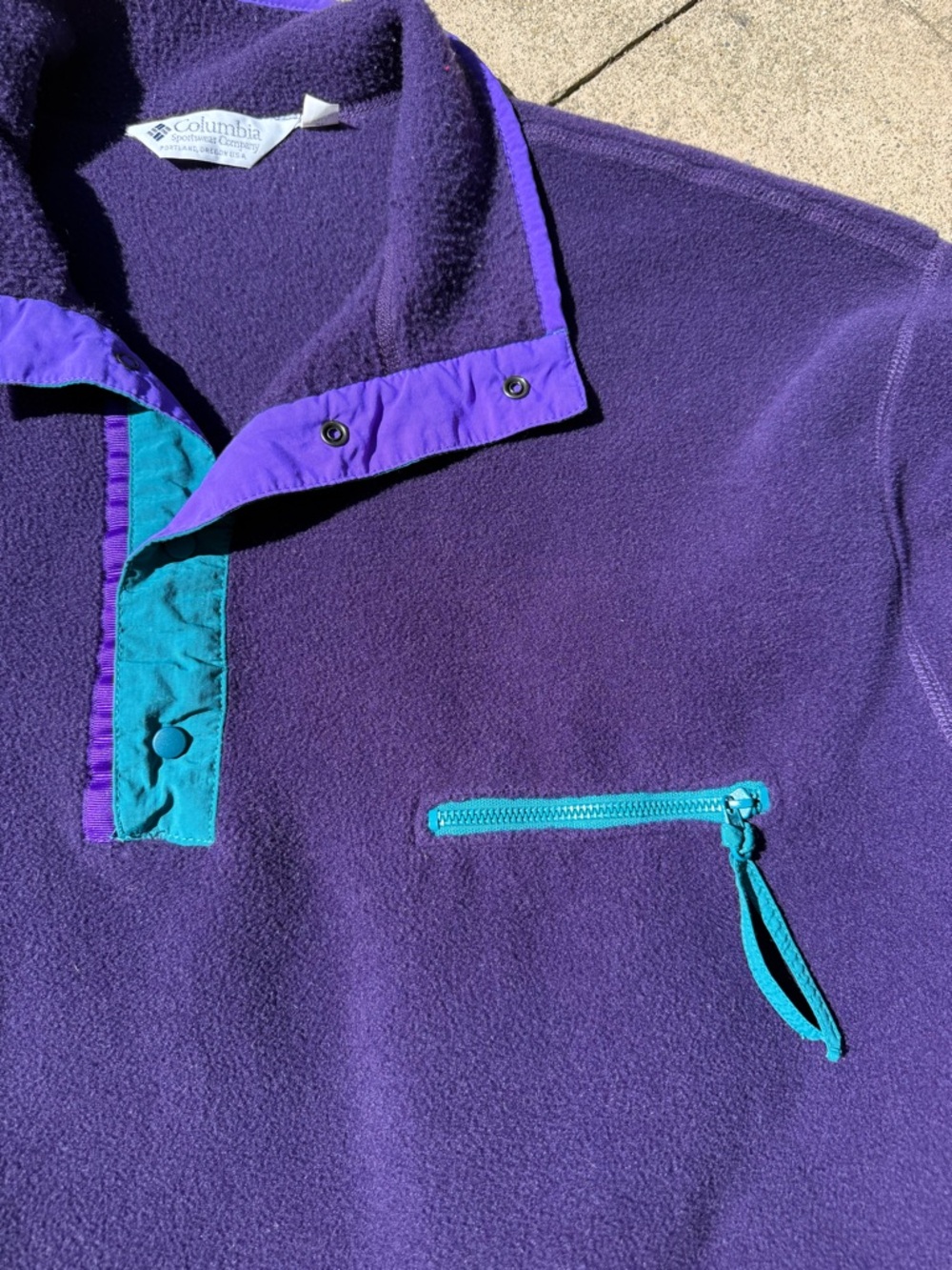 Vintage 90s Columbia Purple Retro Quarter snap Fleece Pullover XL tall gorpcore - Picture 8 of 8